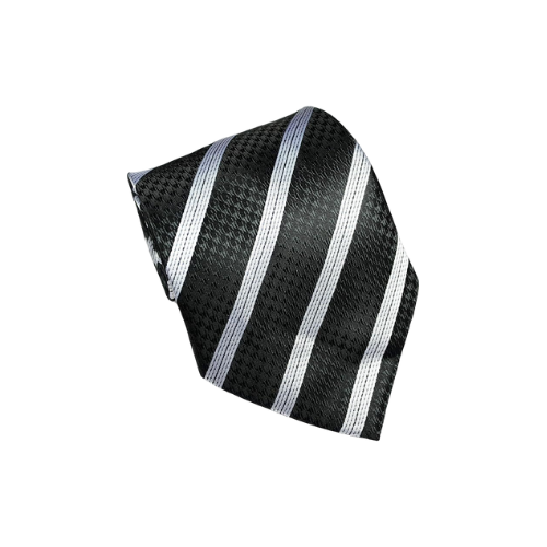 Classic Men's Black White Striped Necktie