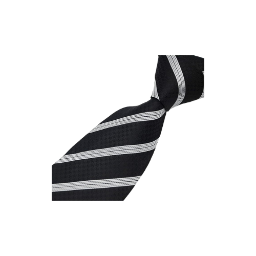 Classic Men's Black White Striped Necktie