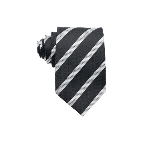 Classic Men's Black White Striped Necktie