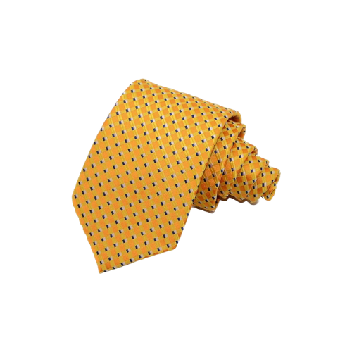 Classic Men's Yellow Plaids Checks Silk Necktie