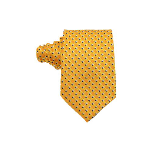 Classic Men's Yellow Plaids Checks Silk Necktie