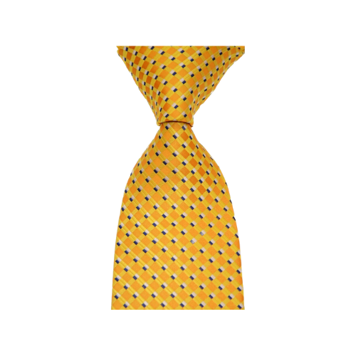 Classic Men's Yellow Plaids Checks Silk Necktie